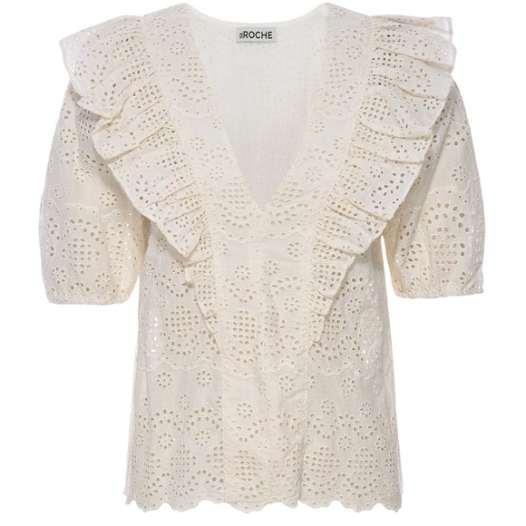 St Roche Fox Top Organic Cotton Eyelet Embroidered in "Vanilla" Size 4 NWT! - Picture 2 of 6